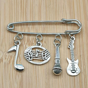 New Fashions Piano Professeur Broche <span class=keywords><strong>Pianiste</strong></span> Cadeau Guitare Notes De Musique Microphone Pendentif Bijoux Faits À La Main Nouvelle Arrivée - Product Image 2