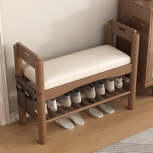 <span class=keywords><strong>Banc</strong></span> à <span class=keywords><strong>chaussures</strong></span> en bois minimaliste, tabouret de rangement moderne à plusieurs niveaux pour le salon, usage domestique - Product Image 2