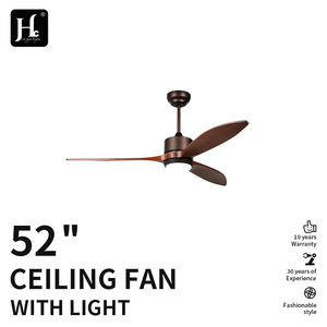 Ventilador de techo moderno con luz LED, control remoto, aspas de madera maciza, fuerte flujo de aire, diseño de última generación, 52 pulgadas - Product Image 1