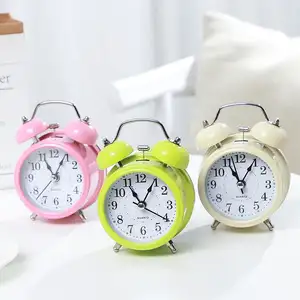 Mini Cartoon Dial Number Round Clock Desk Alarm Children Living Room Bedroom Metal Alarm Clock Home Decorative Colorful Clock