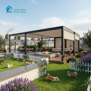 Pérgola de Aluminio Motorizada <span class=keywords><strong>SweetHome</strong></span> con Control Remoto, Láminas Ajustables, Bioclimática, Protección UV y Contra el Agua, Decoración de Jardín - Product Image 4