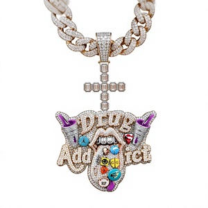 Collar con Colgante de Moissanita Personalizado, Estilo Hip Hop, con Letra, Chapado en Oro y Plata, Regalo de Joyería - Product Image 1