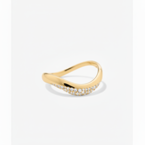 Bague Dôme en Diamant avec Zircon Taillé, Plaqué Or Vermeil Rhodié pour Mariages - Product Image 1