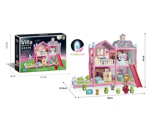 Nouveau design Toddler Playhouse 2-Story 4 Rooms Dollhouse Toy avec meubles et accessoires pour filles - Product Image 6