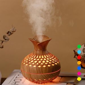 Portable Wood Grain Ultrasonic <b>Humidifier</b> 7-Color LED Night Light USB Powered Home Office Hotel Household Use Low Noise French - Product Image 1