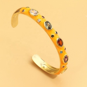 Élégant et personnalisé ouvert cuivre ensemble Zircon émail goutte d'huile pour Bracelet Bracelet Simple couleur mode charme bijoux - Product Image 3