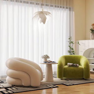 Poltrona da salotto in stile nordico di lusso in stile moderno, piccola sedia in stile orsacchiotto, con rivestimento in tessuto di velluto, per salotti alberghieri - Product Image 4