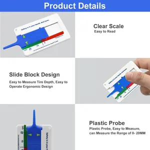 Pengukur kedalaman tapak ban dalam MM, pengukur kedalaman ban plastik dengan pengodean warna cerdas, pengukur tapak ban