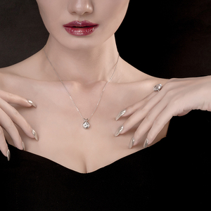 Schnelle Lieferung: 14k Goldplattierte S925 Silberfassung mit 1 Karat oder 2 Karat Zirkonia für Damen – Solitär-Rundhalskette - Product Image 5