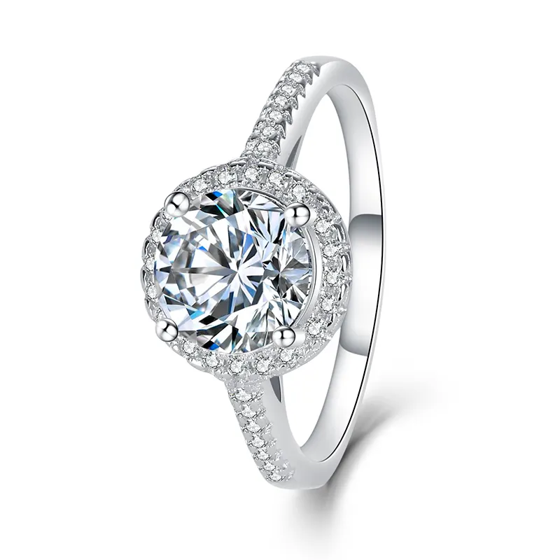 ZHILIAN Fashion Classic 925 Sterling Silver Jewelry Diamond Engagement Wedding Rings