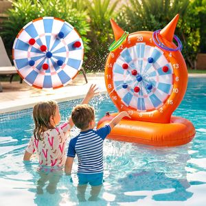 2-in-1 <b>Inflatable</b> Pool Dartboard & Ring Toss <b>Game</b> with Devil Horns - Product Image 1
