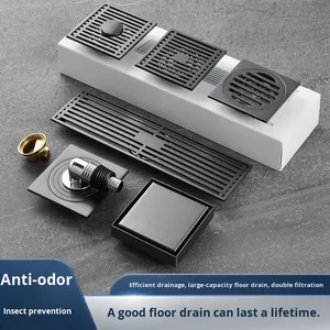 304 Stainless Steel Anti-odor <b>Brushed</b> Surface Deodorizing Filter Floor Drain Gun Gray All-Copper Core Bathroom Shower - Product Image 2