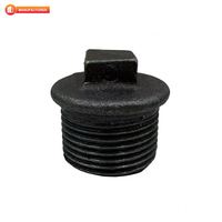 Bouchon de tuyau hexagonal en fonte malléable zingué noir, fileté BSPT/NPT, pour l'étanchéité des conduites d'eau, de gaz et d'huile