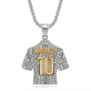 Collar de Joyería Hip Hop con Diamantes Completos, Collar con Colgante de Camiseta de Fútbol MESSI 10 - Product Image 3