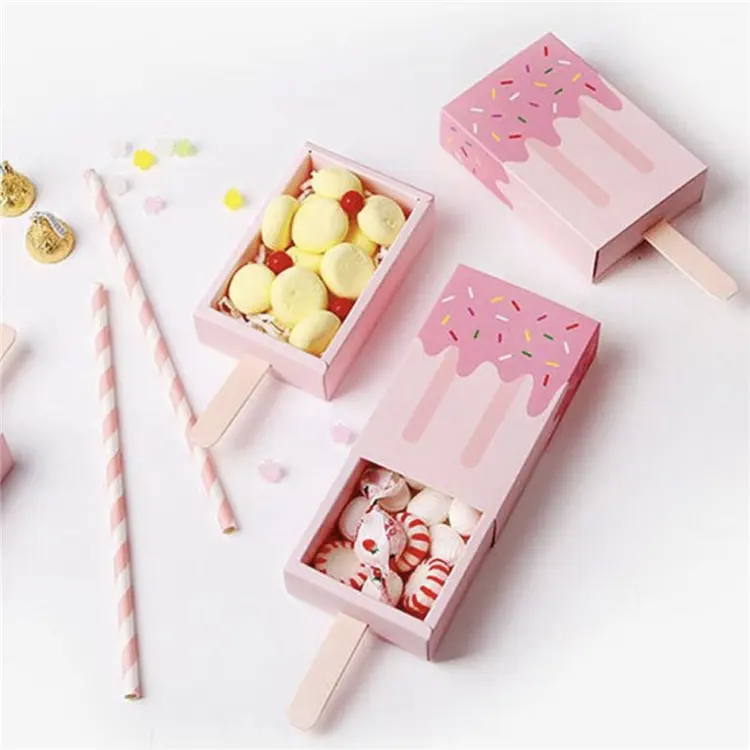 Caja de regalo con forma de paleta de hielo Rosa personalizada, venta al por mayor, fabricantes, para San Valentín