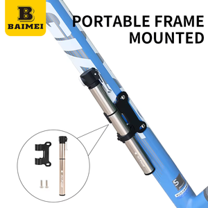 BAIMEI pompa udara sepeda gunung, pompa udara tangan sepeda gunung Mini portabel paduan dengan pengukur Psi - Product Image 2