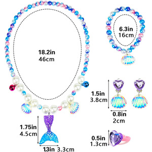 Collana a sirena bracciali Set di clip per l'orecchio per bambini la principessa delle bambine finta di giocare a sirena decorazioni per costumi da festa regalo - Product Image 1