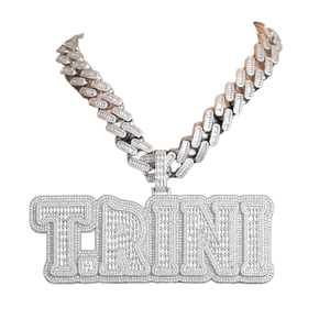 Custom Iced Out Letter Pendant Necklace Zinc Alloy Moissanite <b>Name</b> Charm Hip Hop Link <b>Chain</b> Party Jewelry - Product Image 1