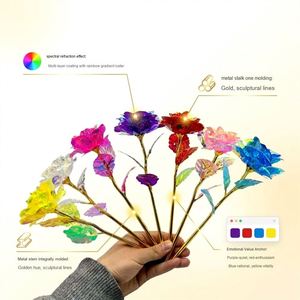 Elegant Gold <b>Foil</b> Rose with Golden Stem for Valentine's Day, Customized Artificial Flower for Wedding Decor - Product Image 4