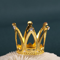 Aier florist Gold Mini Crown Cake Topper Kristall Perle Strass Braut Baby Diademe Runde Herz Dekoration Kinder Geburtstags feier