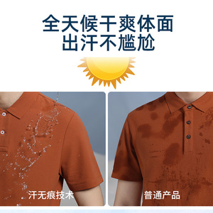 Polo à manches courtes pour homme en coton tissé, anti-humidité, imperméable, vêtements de loisirs - Product Image 3
