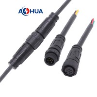 Câbles d'éclairage LED étanches à 6 broches, connecteur M12 IP68, adaptateur circulaire en nylon pré-moulé mâle-femelle fileté, noir plaqué or