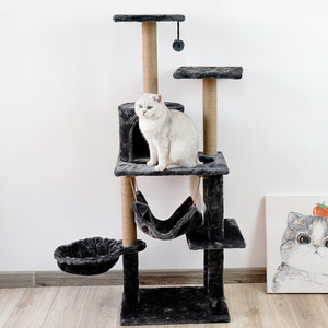 Árbol para Gatos Moderno de Alta Calidad, Estructura de Cactus Grande de Madera con Cuerda de Cáñamo y Sisal, Muebles de Felpa Suave para Gatos - Product Image 5