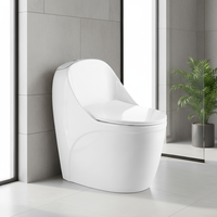 Ensemble de toilettes monobloc en céramique de luxe moderne, à double chasse, à fermeture douce, à poser au sol, avec chasse d'eau à jet siphonique, pour hôtel et villa