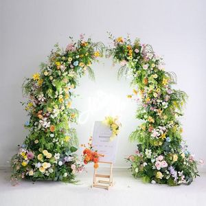 Arrangement floral artificiel en soie filée en forme de trompette, style moderne fait main, pour mariage, fête <span class=keywords><strong>des</strong></span> mères, toile de fond, thème vert - Product Image 1