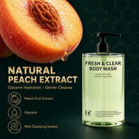 Gel Douche Rafraîchissant 500ml à l'Extrait de Pêche Hydratant Nettoyant en Profondeur Contrôle du Sébum Marque Privée OEM Vente en Gros