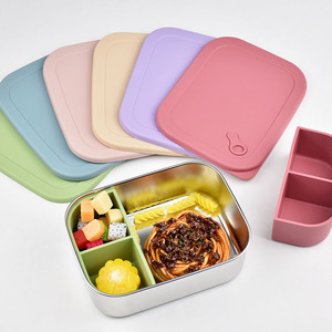 Seal Proof Stainless Steel Food Container Kids Dishwasher Safe Bento With Silicone Lid <b>Toddler</b> Tableware 304 Grade - Product Image 6