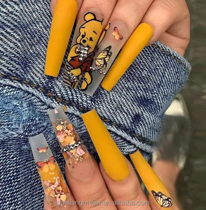 <span class=keywords><strong>Uñas</strong></span> Postizas Acrílicas Mate <span class=keywords><strong>de</strong></span> Diseño Personalizado, Estilo Francés, Forma Cuadrada, Largas, con Pedrería, <span class=keywords><strong>Uñas</strong></span> a Presión - Product Image 1