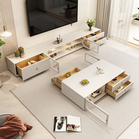 Mueble de TV Moderno y Minimalista, Color Crema, Mueble de Suelo para Sala de Estar, Mueble de TV Nórdico de Madera Maciza con Acabado Lacado de Lujo y Vidrio
