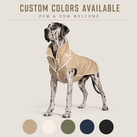 Gilet beige pour chien à double col, boutonné sur le devant, en tissu sergé, sans manches, pour chiens de taille moyenne à grande, pour la marche en extérieur, coupe-vent