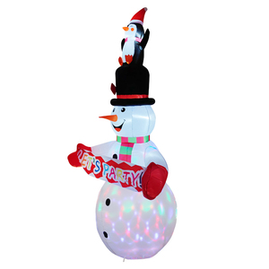 Decorazione Gonfiabile Natalizia da 8 Piedi con Pupazzo di Neve e Pinguino, Luci LED Rotanti, Resistente alle Intemperie, in Poliestere - Product Image 3