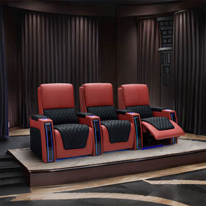 Sillón de Masaje de Cuero Premium Personalizable para <span class=keywords><strong>Cine</strong></span> en Casa con Portavasos con Luz Azul y Mesa Auxiliar, Conjunto de Sofá Reclinable Eléctrico - Product Image 6