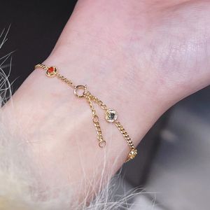 Pulsera de Cadena Cubana Xinfly de Oro Sólido de 18k con Zafiros Coloridos, Estrella de la Suerte para Mujer, Amuleto Astrológico - Product Image 4