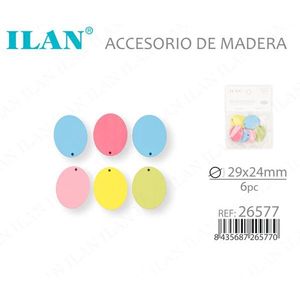 Accessorio ovale in legno ILAN 29x24mm 6 pezzi per artigianato - Product Image 3