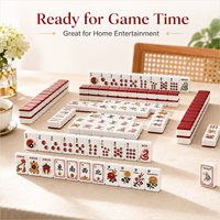 Jeu de tuiles de Mahjong en acrylique double couche, dos rouge bordeaux, motifs traditionnels chinois, Dragon, Vent, Joker, Fleur