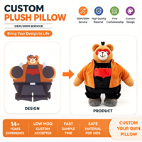 Ours en peluche de dessin animé avec veste orange et masque rouge, coussin personnalisé, jouet en peluche doux, cadeau pour enfants, peluches, poupée mignonne, peluches