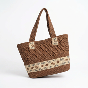 Sac fourre-tout en raphia tressé fait main grande capacité à bandoulière unique, sac de plage décontracté pour femme, sac de transport ouvert avec logo personnalisé - Product Image 3