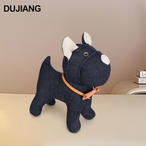 Juguete de Peluche para Perro Dujiang Denim Hecho a Mano con Collar de Cuero Azul Oscuro para Decoración del Hogar Edades 14+ Licencia de Marca Privada - Product Image 2