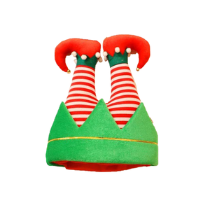 Chapeau de Noël Youki, rayé, pour fête, mignon, drôle, épais, chaud, lutin, clown, rouge, pantalon, jambe - Product Image 2