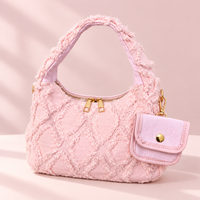 Tas Selempang Denim Bohemian Musim Panas OEM Lucu Modis Bergaya Y2K, Tas Ketiak Mini Hobo Distressed, Tas Tangan Wanita Biru