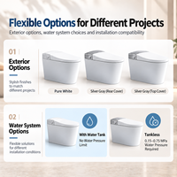 WC intelligent moderne en céramique avec bidet intégré, chasse d'eau automatique et télécommande pour salle de bain