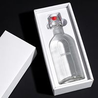 Bouteille de vin en verre de 300 ml, 500 ml, 1000 ml en gros, bouteille en verre transparente, bouteille de tequila, de vodka, de liqueur en verre avec bouchons à bascule