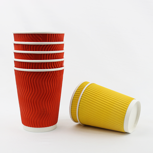 8OZ emportent les tasses de <span class=keywords><strong>carton</strong></span> bon marché conception de tasse de papier tasses de papier peint d'ondulation de 12OZ - Product Image 2