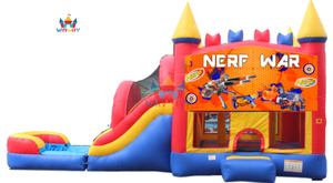 Château gonflable sur le thème de la guerre NERF avec toboggan, qualité commerciale, pour les fêtes d'enfants - Product Image 2
