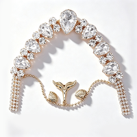 Clips de chaussures en forme de V pour femmes, avec strass en forme de larme, décoration de sandales d'été, style queue de sirène