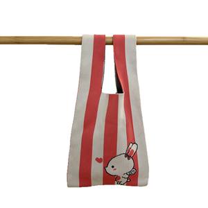 패션 레이디의 니트 자카드 스트라이프 동물 토트 백 귀여운 만화 쇼핑백 스트라이프 핸드백 사용자 정의 로고 - Product Image 5